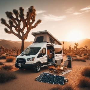 Ford Transit camper van, van life in Joshua Tree at sunset (2)